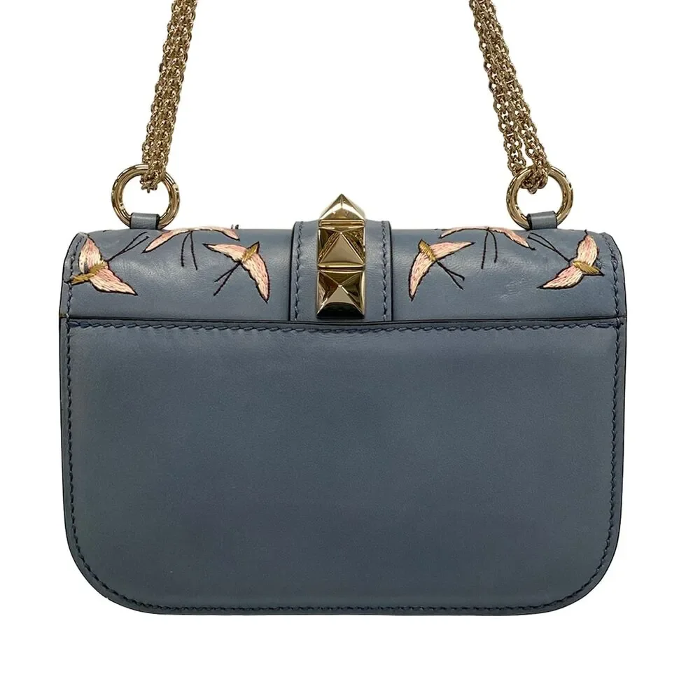 Valentino Garavani Rockstuds Glam Rock Small Shoulder Bag Navy Khaki Gray